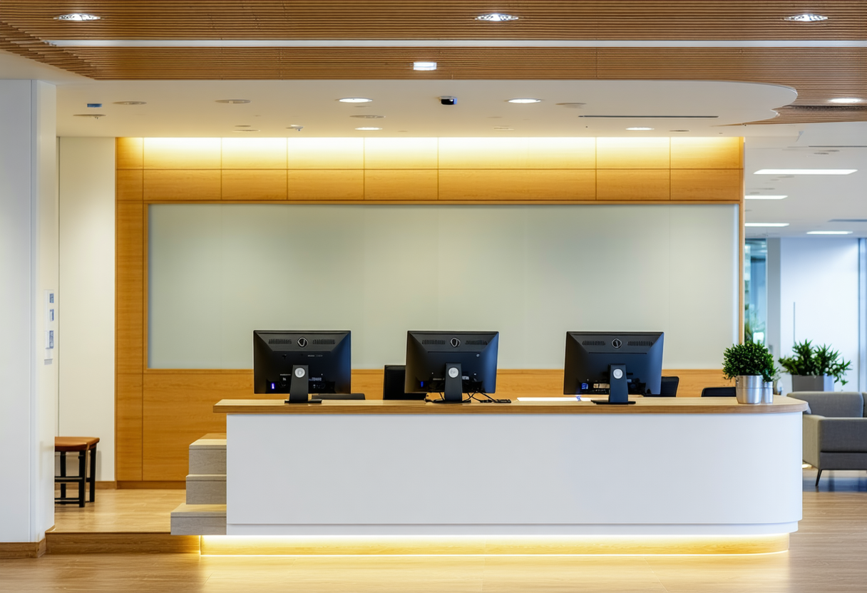 Healthcare practice with medical professionals reviewing patient data securely