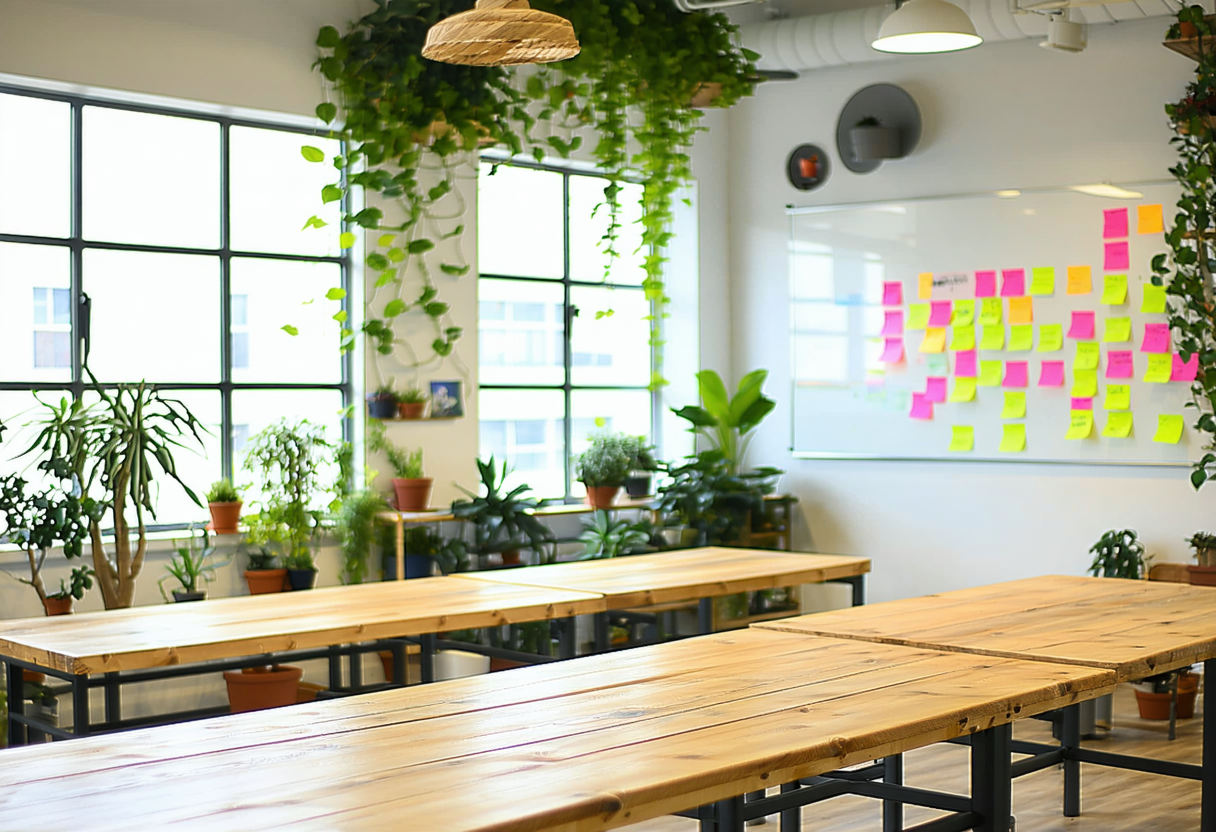Nonprofit team collaborating in an open workspace environment