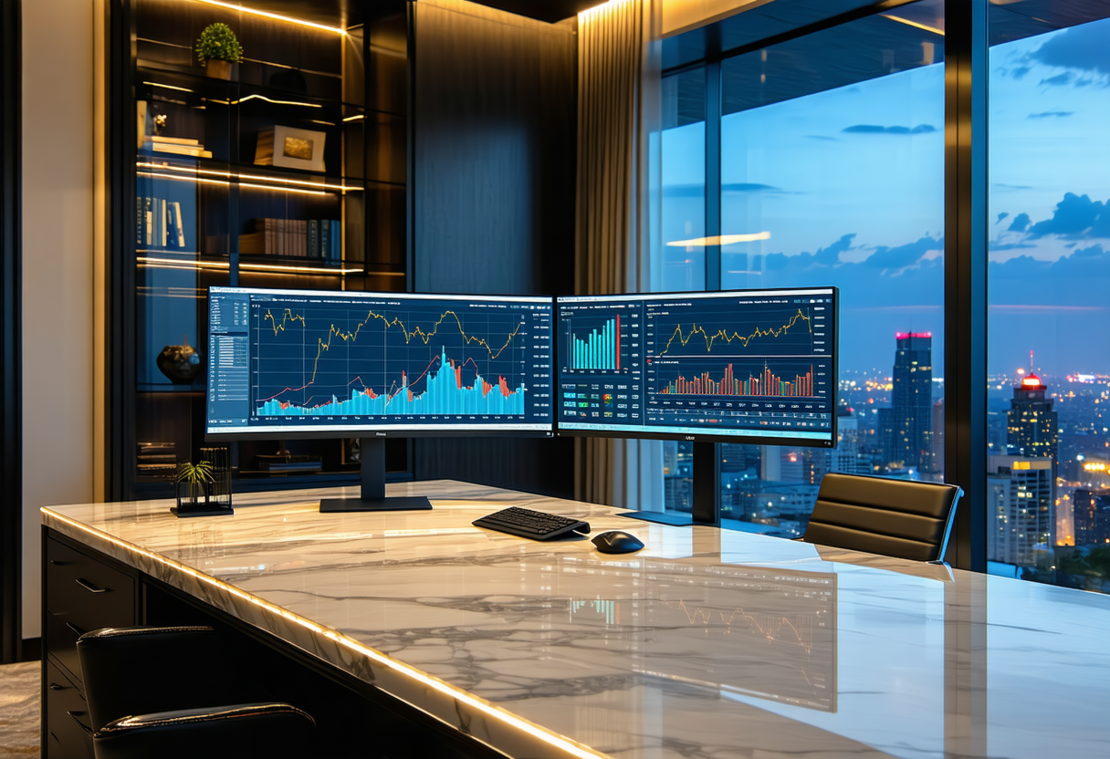 Wealth management firm with financial advisors reviewing secure client portfolios